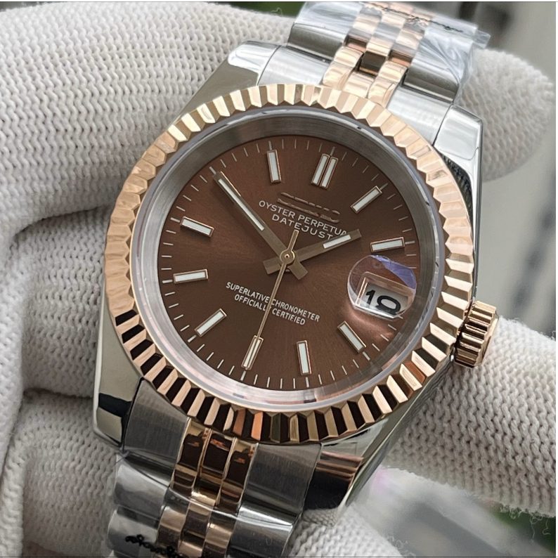 SeikoJust Acier Or Rose Jubilee Brun
