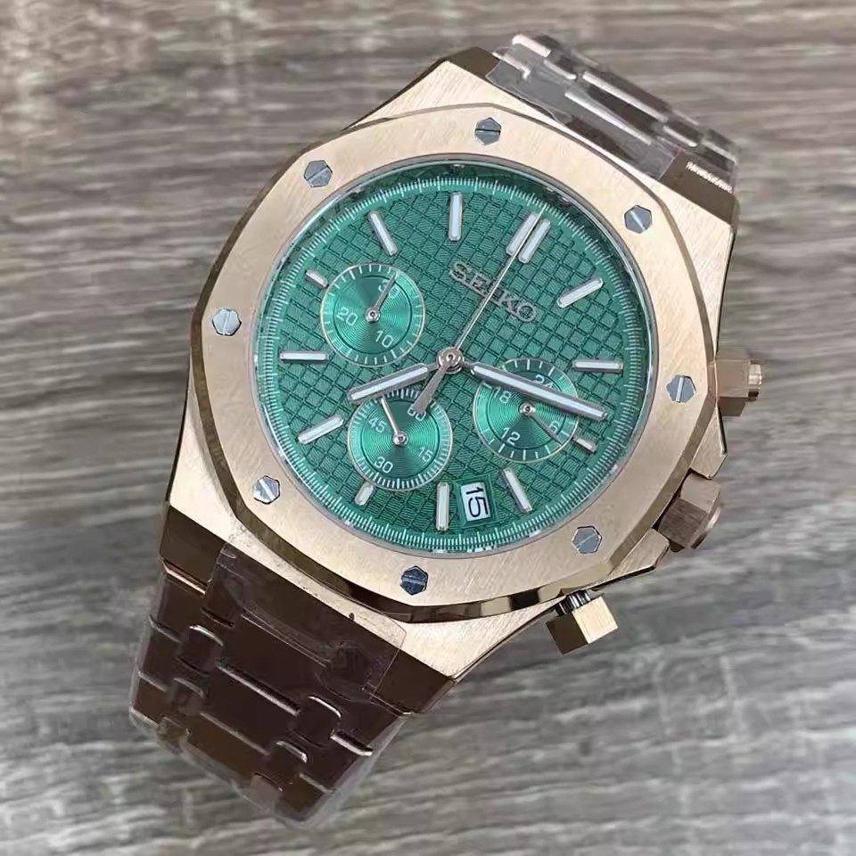 Seiko Oak Chrono Or Rose Vert