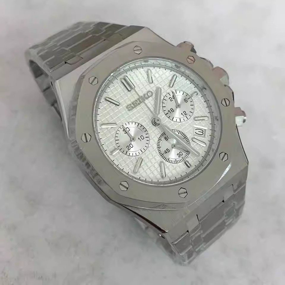 Seiko Oak Chrono Acier Blanc