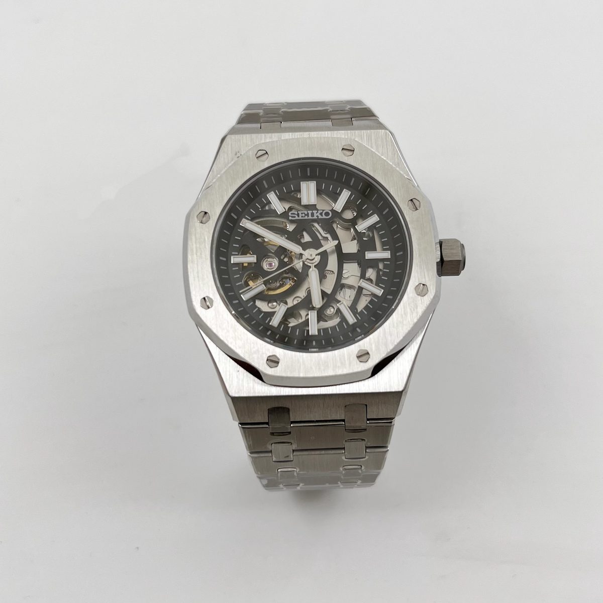 Seiko Oak Acier Squelette Noir