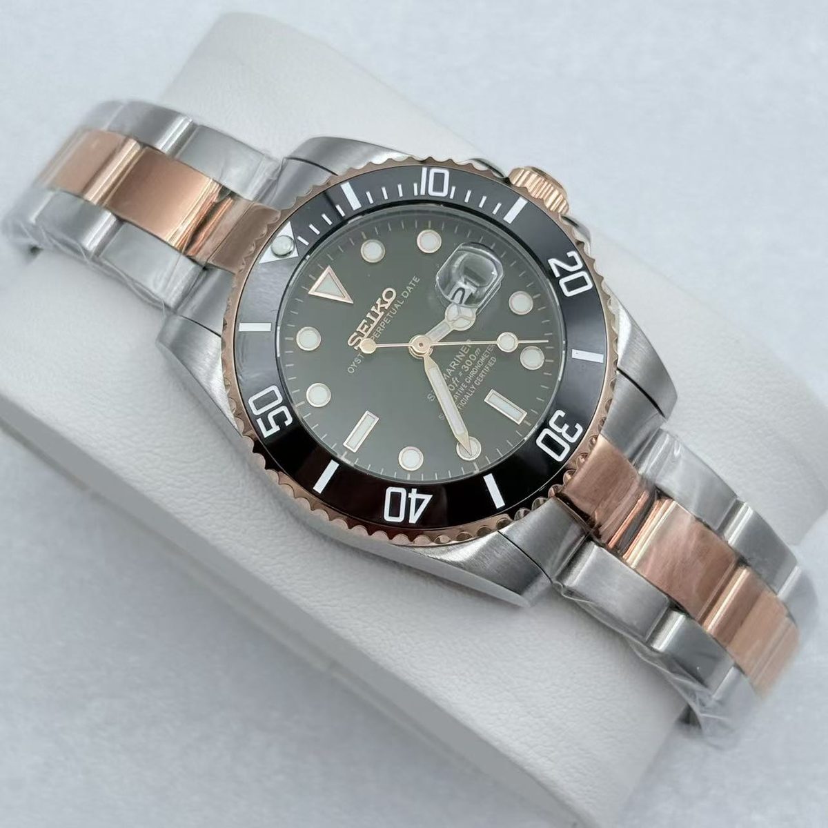 SeikoSub Acier Or Rose Noir
