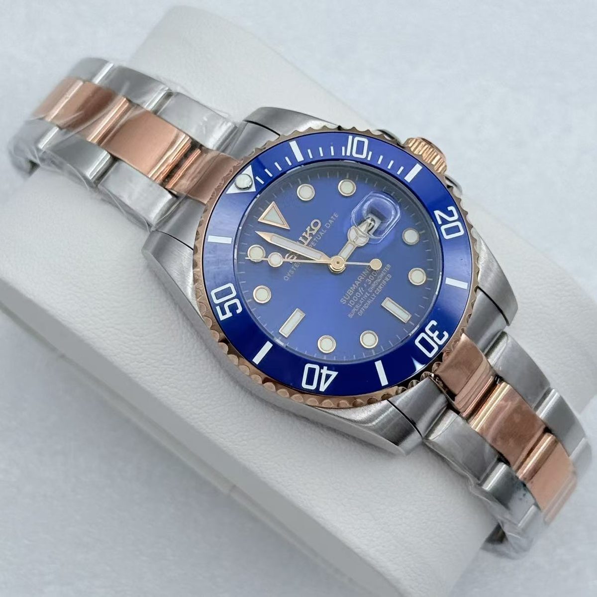 SeikoSub Acier Or Rose Bleu